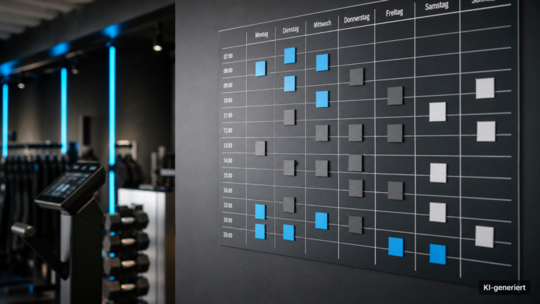 Studiogrundriss auf Papier mit markierten Stationen des Ablaufs